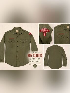 Vintage Olive Green Utility Shirt